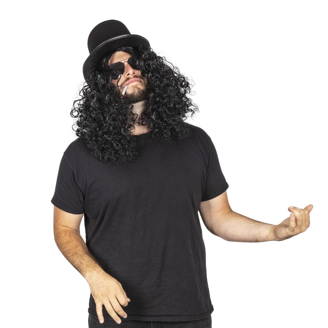 Slash Inspired Rock Star Costume Accessories Pack: Hat, Wig, Sunglasses