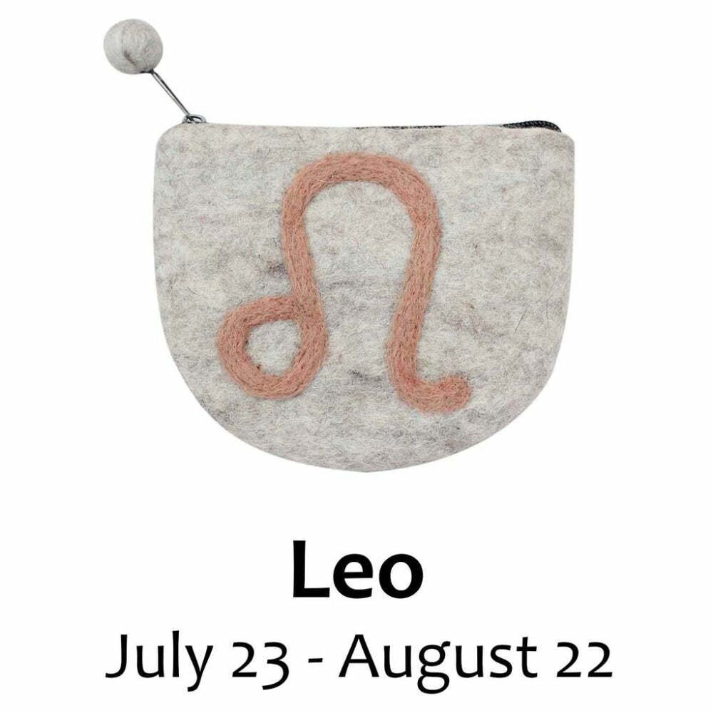 Wool Felt Leo Astrology Zodiac Coin Purse Handmade Fair Trade (Global Groove)