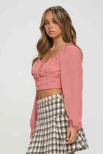 Load image into Gallery viewer, Smocked Long Sleeves Crop Top Pink
