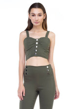 Load image into Gallery viewer, Sweetheart Button Down Crop Top Green
