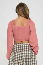 Load image into Gallery viewer, Smocked Long Sleeves Crop Top Pink

