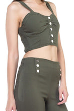 Load image into Gallery viewer, Sweetheart Button Down Crop Top Green
