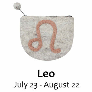 Wool Felt Leo Astrology Zodiac Coin Purse Handmade Fair Trade (Global Groove)
