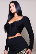 Load image into Gallery viewer, Long Sleeve Corset Top Black
