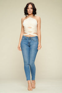 Crop Halter Top White