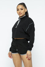 Load image into Gallery viewer, Sporty Crop Top Sporty High-waist Shorts Set Black
