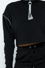 Load image into Gallery viewer, Sporty Crop Top Sporty High-waist Shorts Set Black
