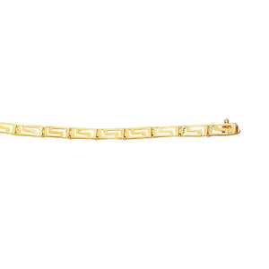 14K Yellow Gold 7.25" Greek Key Bracelet Fine Jewelry